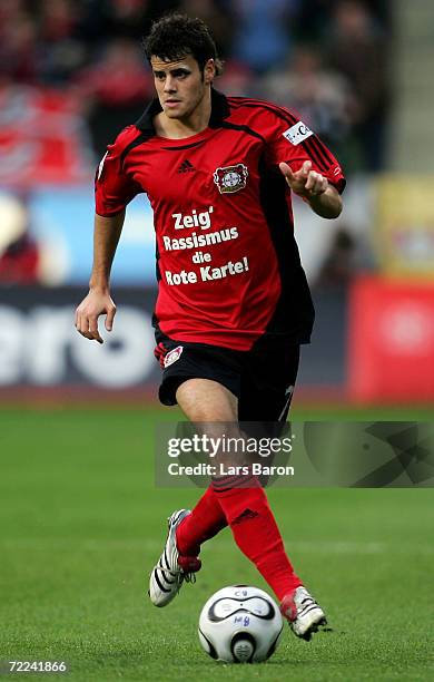 Tranquillo Barnetta of Leverkusen runs with the ball during the Bundesliga match between Bayer Leverkusen and Hamburger SV at the BayArena on October...