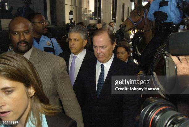 Former Enron CEO Jeffrey Skilling walks with his attorney, Daniel Petrocelli , to the federal courthouse for his sentencing hearing October 23, 2006...