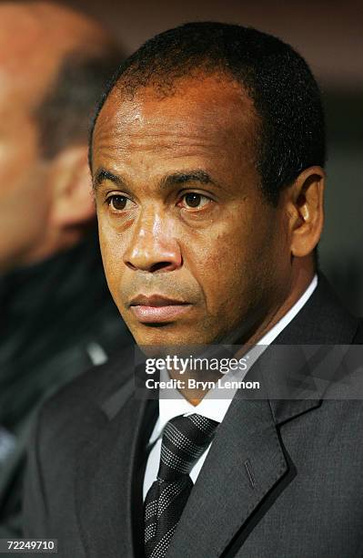 Jean Tigana coach of Besiktas looks on during the UEFA Cup Group B match between Besiktas and Tottenham Hotspur at the Inonu Stadium on October 19,...