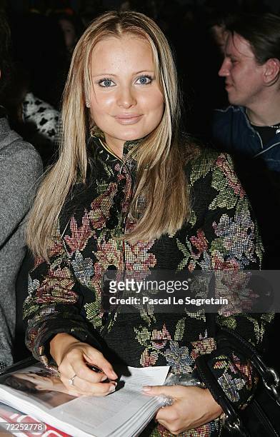 Presenter Dana Borisova attends the PARFIONOVA Fashion Show as part of Russian Fashion Week Spring/Summer 2007 on October 24, 2006 in Moscow, Russia.