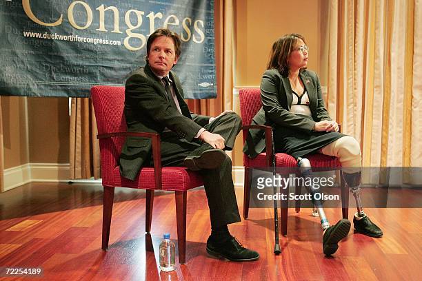 Sixth congressional district Democratic Candidate Tammy Duckworth and actor and activist Michael J. Fox attend a Duckworth campaign event October 24,...