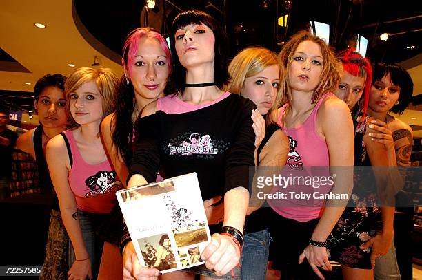 Suicide Girls Alexsandria, Rigel, Jersey, Sorrow, Sash, Page, Reina and Toy pose with copies of their new DVD Italian Villa at a special signing held...