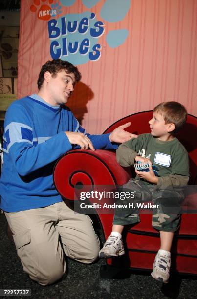 Blue's Clues' Donovan Patton speaks with Frank Lettera at the American Museum of Natural History's 13th Annual Family Party on October 24, 2006 in...