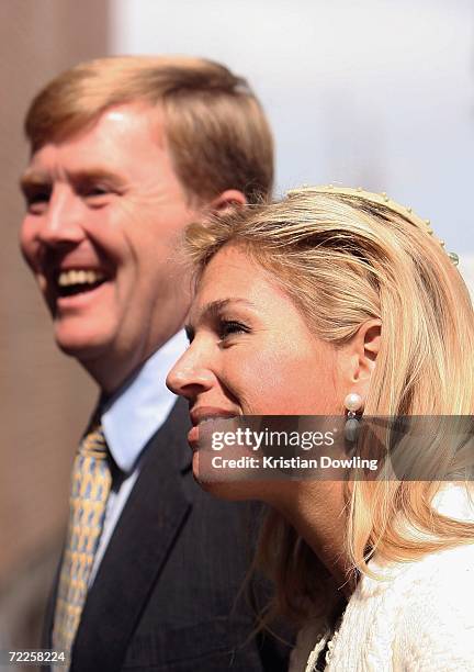 His Royal Highness The Prince of Orange and Her Royal Highness Maxima of The Netherlands arrive at the Tasmanian Museum and Art Gallery on the third...