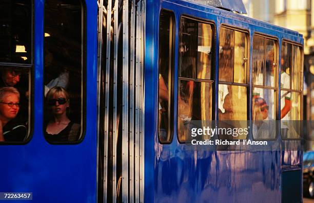 tram passing josip jelacica square, zagreb, croatia - zagreb tram stock pictures, royalty-free photos & images