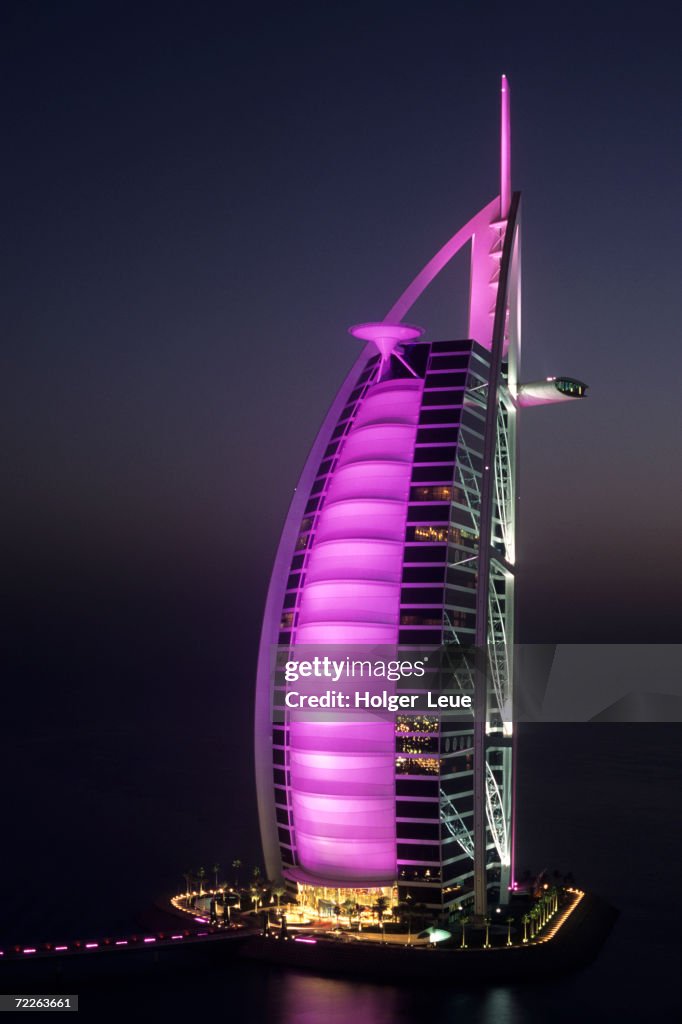 Burj Al Arab Hotel at night, Dubai, United Arab Emirates