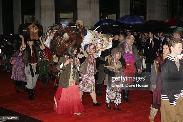 Actor Sacha Baron Cohen's Borat entourage arrive at The Times BFI 50th London Film Festival screening of "Borat: Cultural Learnings of America for...