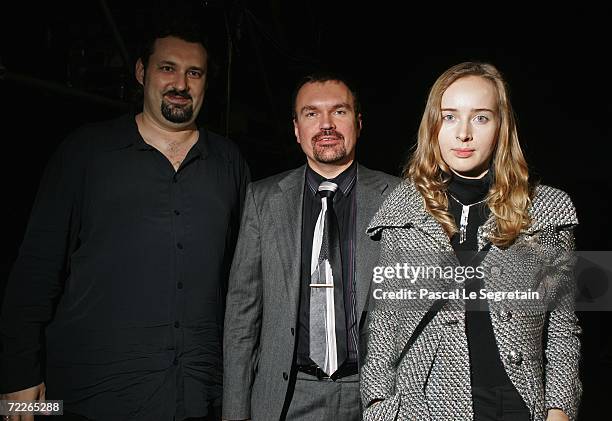 Alexander Shumsky , model Olga Sorokina and guest attend the Yulia Nikolaeva Fashion Show as part of Russian Fashion Week Spring/Summer 2007 on...