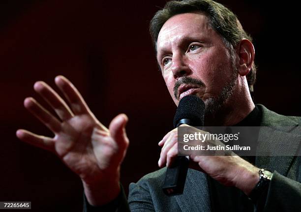 Oracle CEO Larry Ellison delivers a keynote address at the 2006 Oracle OpenWorld conference October 25, 2006 in San Francisco. The Annual Oracle...