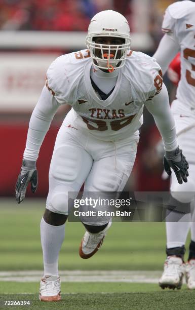 Tim Crowder of the Texas Longhorns plays against the Nebraska Cornhuskers on October 21, 2006 at Memorial Stadium in Lincoln, Nebraska. The Longhorns...