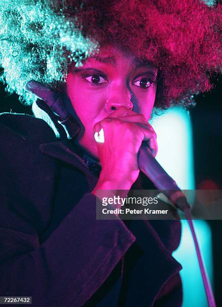 Singer Lauryn Hill performs at the W Hotel on October 25, 2006 in New York City.