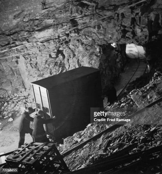 National Gallery art treasures are taken out of storage for cleaning and restoration at Manod Quarry, north Wales, September 1942. The gallery's art...