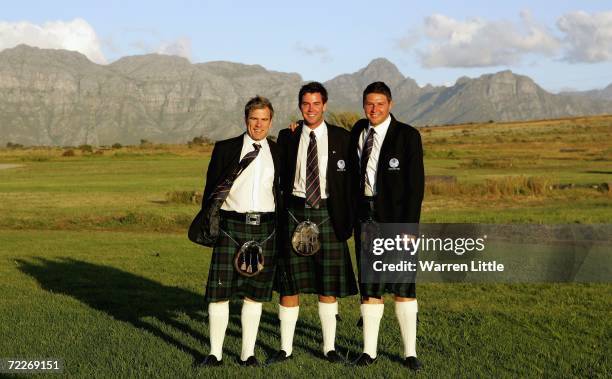 Richie Ramsay, Scott Jamieson and George Murray of Scotland pose for a picture during the Eisenhower Trophy pictured at Spier Wine Estate on October...