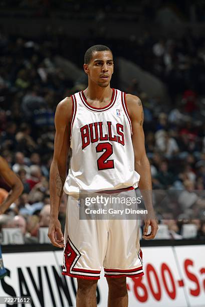 Thabo Sefolosha of the Chicago Bulls looks on during a preseason game against the Minnesota Timberwolves at the United Center on October 20, 2006 in...