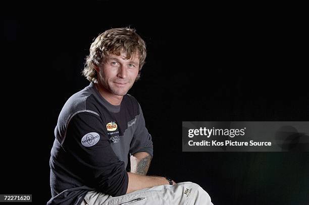 Bernard Stamm of Switzerland, skipper of Open 60ft Monohull "Cheminees Poujoulat" poses during a portrait session prior to the start of leg 1 of the...