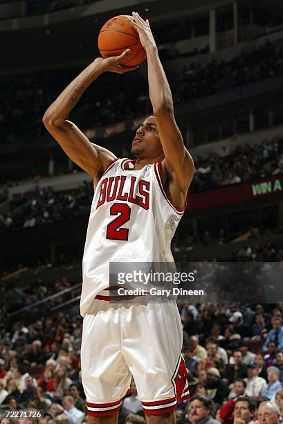 Thabo Sefolosha of the Chicago Bulls shoots a jumper during a preseason game against the Minnesota Timberwolves at the United Center on October 20,...