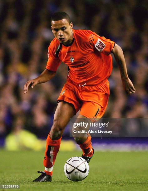 Dean Morgan of Luton Town in action during the Carling Cup third round match between Everton and Luton Town at Goodison Park on October 24, 2006 in...