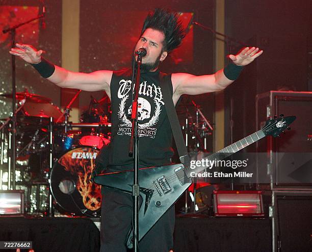 Static-X frontman Wayne Static performs during a "Saw III" soundtrack release party at the Rain Nightclub after a special screening of the movie at...