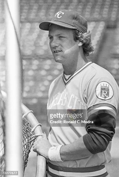 George Brett of the Kansas City Royals during a game against the Milwaukee Brewers at County Stadium in the mid 1970s in Milwaukee, Wisconsin.