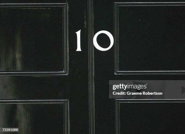Downing Street's door is seen as Prime Minister Tony Blair leaves on January 26, 2005 in London, England. Blair was on his way to the Commons for...