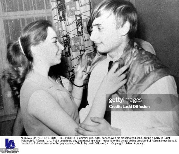 Vladimir Putin, right, dances with his classmates Elena, during a party in Saint Petersburg, Russia, 1970. Putin used to be shy and dancing wasn''t...
