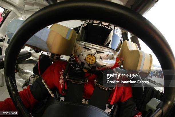 Greg Biffle prepares to practice for the BUSCH Sams Town 300 race at the NASCAR Winston Cup UAW-Daimler Chrysler 400 at the Las Vegas Motor Speedway...