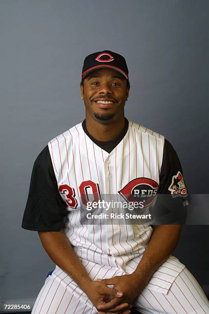 Ken Griffey Jr. Of the Cincinnati Reds poses during media day at Ed Smith Stadium Complex in Sarasota, Florida. DIGITAL IMAGE Mandatory Credit: Rick...