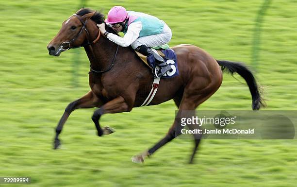 Spanish Moon ridden by Richard Hughes wins the bet365 EBF Maiden Stakes run at Newmarket Roley Mile race course on October 28, 2006 in Newmarket,...