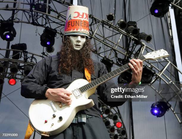 Guitarist Buckethead performs with the band Praxis at the Vegoose music festival October 28, 2006 in Las Vegas, Nevada.
