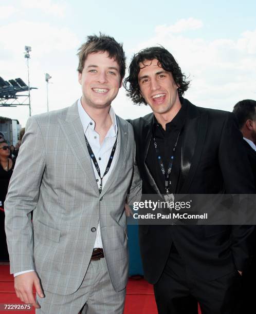 Comedians Hamish Blake and Andy Lee arrive at the ARIA Awards 2006 at the Acer Arena on October 29, 2006 in Sydney, Australia. The ARIA Awards...