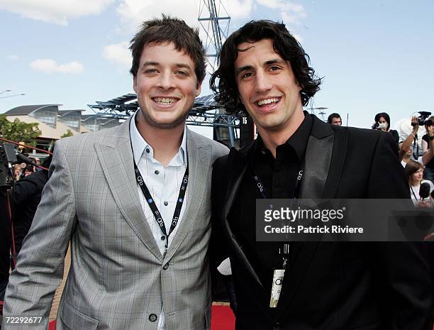 Comedians Hamish Blake and Andy Lee arrive at the ARIA Awards 2006 at the Acer Arena on October 29, 2006 in Sydney, Australia. The ARIA Awards...
