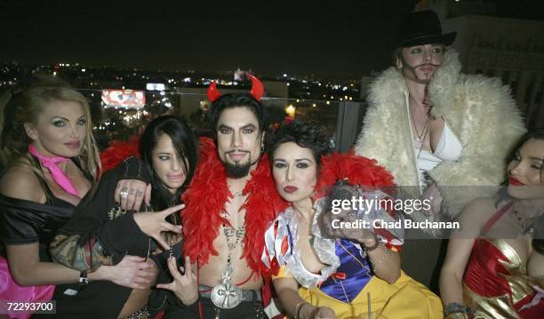 Adult film actress Taylor Wayne, Rocker Dave Navarro, Storm Large, and Kendra Jade attend Dave Navarro's Halloween Lingerie And Costume Ball at The...