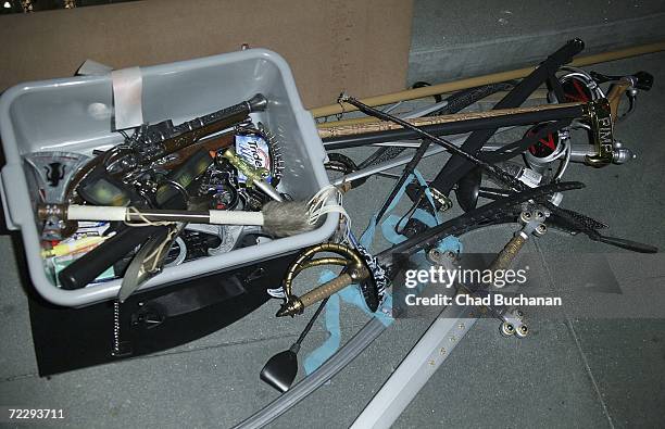 Items confiscated at the door at Dave Navarro's Halloween Lingerie And Costume Ball at The Highlands on October 28, 2006 in Hollywood, California.