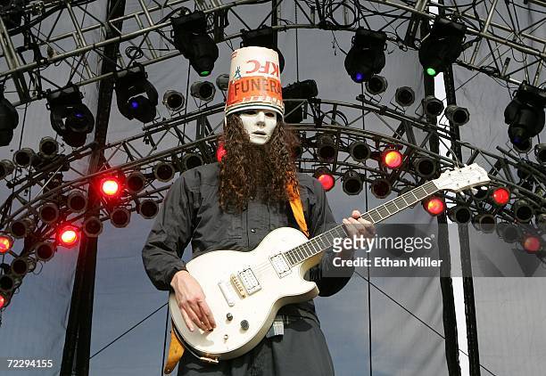 Guitarist Buckethead performs with the band Praxis at the Vegoose music festival at Sam Boyd Stadium's Star Nursery Field October 28, 2006 in Las...