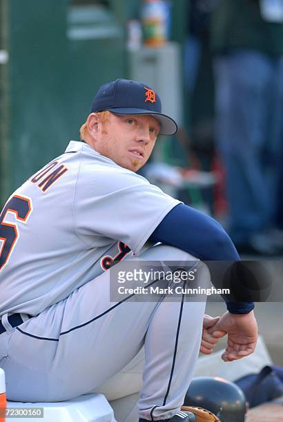 Chris Shelton of the Detroit Tigers during the American League Championship Series game against the Oakland Athletics at McAfee Coliseum in Oakland,...