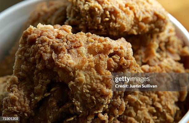 Bucket of KFC Extra Crispy fried chicken is displayed October 30, 2006 in San Rafael, California. KFC is phasing out trans fats and plans to use zero...