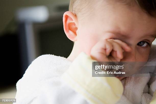 portrait of a baby tired - tired eyes stock pictures, royalty-free photos & images