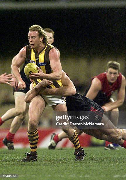 Rayden Tallis for Hawthorn in action during the AFL round 19 game between the Melbourne Demons and the Hawthorn Hawks which was played at the MCG,...