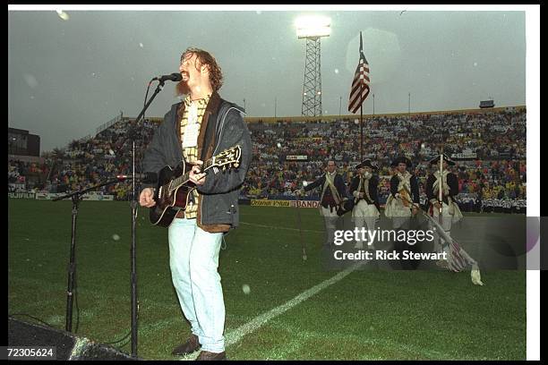 Alexi Lalas of the New England Revolution performs before the Major League Soccer MLS Championship game between the Los Angeles Galaxy and DC United...