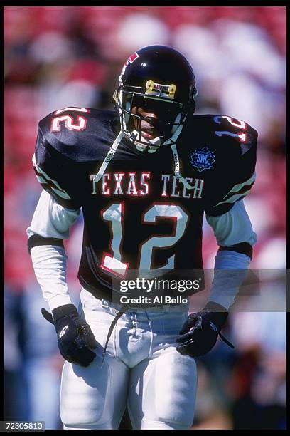 Marcus Coleman of the Texas Tech Red Raiders looks on during a game against the Texas A&M Aggies at Jones Stadium in Lubbock, Texas. Texas Tech won...