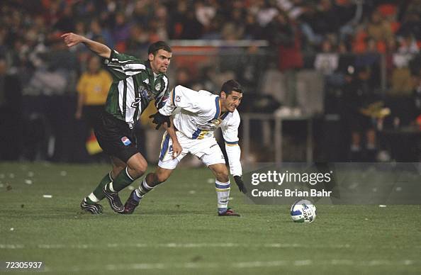 Nelson Vargas of the Miami Fusion moves for the ball during the game against the Colorado Rapids at the Mile High Stadium in Denver, Colorado. The...