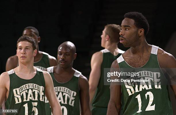 Mateen Cleaves of the Michigan State Spartans hopes to lead his team to the National Championship as the Spartans work out during a practice session...