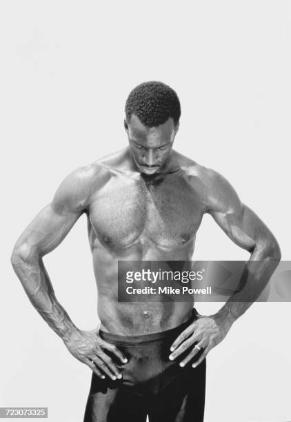 Portrait of Olympic and IAAF World Championship Gold medal wiinning 200 metres and 400 metres sprinter Michael Johnson of the United States on 20...