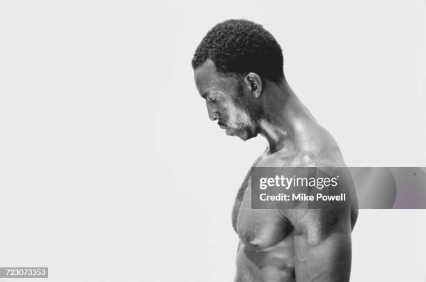 Portrait of Olympic and IAAF World Championship Gold medal wiinning 200 metres and 400 metres sprinter Michael Johnson of the United States on 20...