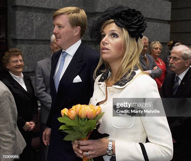 His Royal Highness The Prince of Orange and Her Royal Highness Princess Maxima of The Netherlands admire the architecture during their visit to...