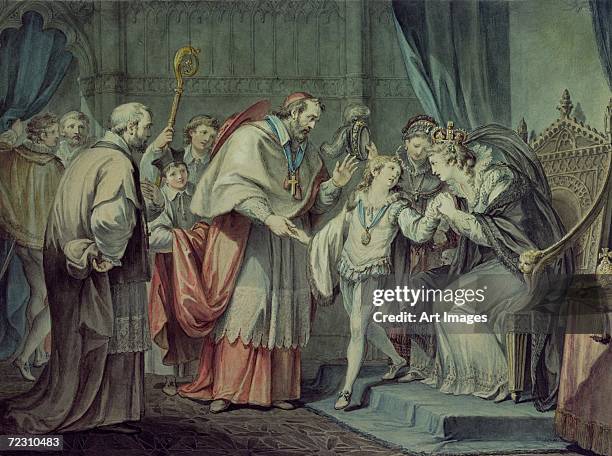 Richard, Duke of York, taking leave of his Mother, Elizabeth Woodville, in the Sanctuary, Westminster