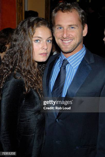 Actor Josh Lucas and an unidentified guest pose at the 4th Annual Lucie Awards in photography at the American Airlines Theatre on October 30, 2006 in...
