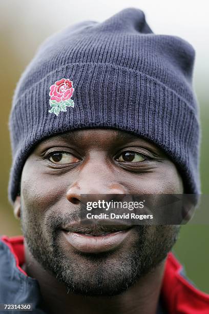 Paul Sackey looks on during the England rugby union training session at Bisham Abbey on October 31, 2006 in Marlow, United Kingdom.