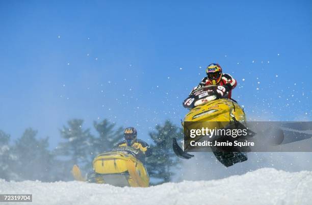 Troy Schaden in action during the Snow Cross Pro 600 at the World Championship Snowmobile Derby in Eagle River, Wisconsin. Mandatory Credit: Jamie...