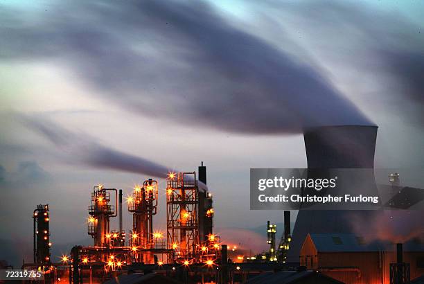 S Huge oil refinery complex continues it's 24 hour production of petroleum and gas, November 1, 2004 at Grangemouth in central Scotland. Continuing...